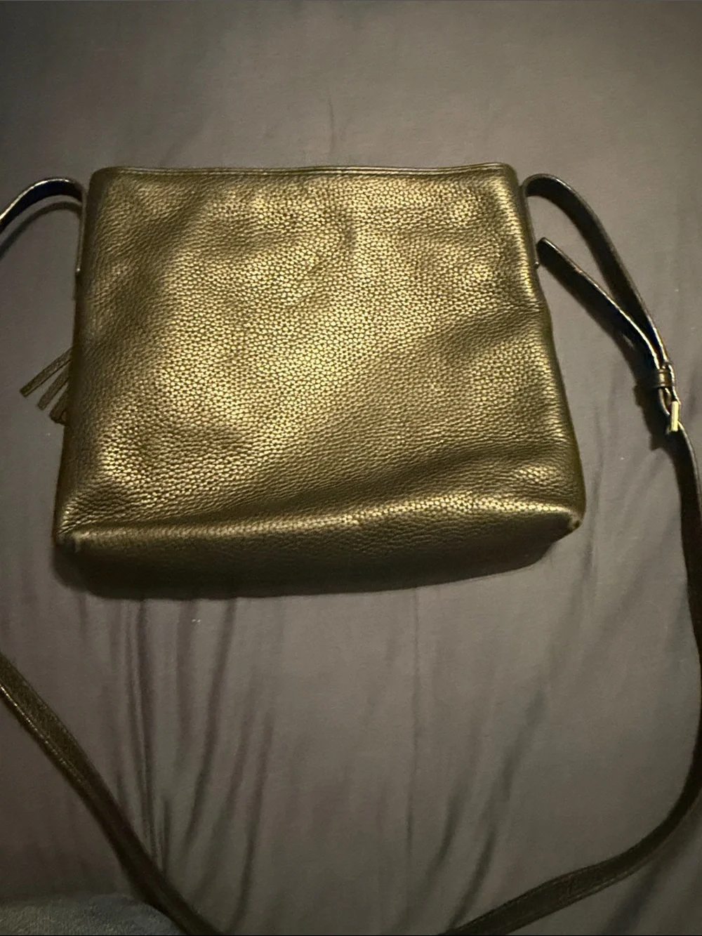 kate spade Black Pebbled Leather Messenger Crossbody with Gold Hardware